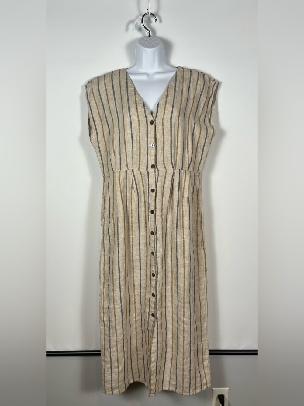 Garnet Hill Linen Pleat-Detail Midi Dress Size 8 Nwot - Picture 2 of 6